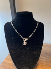 Load image into Gallery viewer, NECKLACE: PAPERCLIP CHAIN W PAVE EYE CHARM
