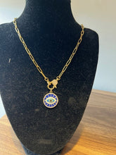 Load image into Gallery viewer, NECKLACE: PAPERCLIP CHAIN W ENAMEL BLUE EYE
