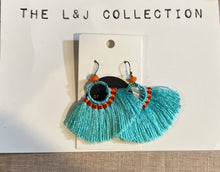Load image into Gallery viewer, L &amp; J COLLECTION EARRING: FRINGE FAN (LIGHT BLUE)
