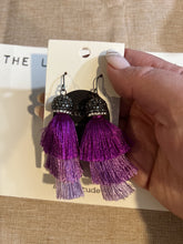 Load image into Gallery viewer, L &amp; J COLLECTION EARRING: FRINGE DROP (PURPLE)
