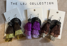 Load image into Gallery viewer, L &amp; J COLLECTION EARRING: FRINGE DROP (NEUTRAL BROWN)
