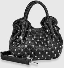 Load image into Gallery viewer, VEGAN BAG: SMALL RHINESTONE ACCENT GATHERED HAND TOTE
