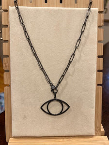 NECKLACE: PAPERCLIP CHAIN W PAVE EYE