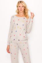 Load image into Gallery viewer, TOP: MULTI COLOR TAUPE STAR SWEATSHIRT
