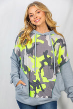 Load image into Gallery viewer, SALE HOODIE: CAMO PRINT NEON
