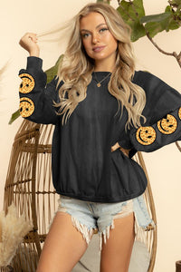 SALE SWEATSHIRT: BLACK SMILE  SLEEVE
