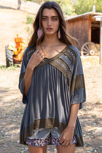 SALE TOP: BOHEMIAN STYLE CHARCOAL TOP