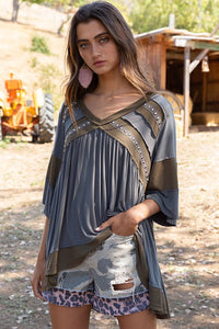 SALE TOP: BOHEMIAN STYLE CHARCOAL TOP