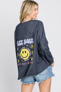 SALE SWEATSHIRT: LIGHTWEIGHT SMILE GROOVY DOLMAN