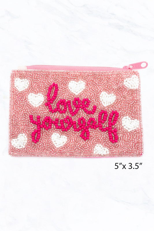 BEADED COIN PURSE: LOVE  YOURSELF
