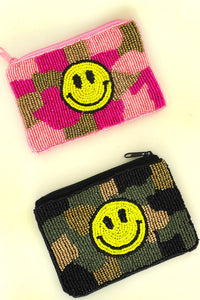 BEADED POUCH: CAMO SMILE