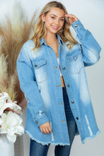 Load image into Gallery viewer, PLUS SHACKET: DENIM DISTRESSED
