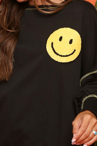 SALE SWEATSHIRT: LOOSE FIT TERRY BLACK SMILE