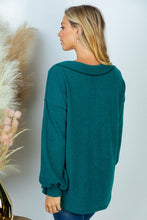 Load image into Gallery viewer, SALE PLUS TOP: HUNTER GREEN SOLID KNIT V NECK TOP
