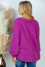 Load image into Gallery viewer, SALE TOP: MAGENTA SOLID KNIT V NECK TOP
