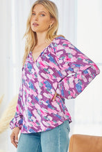 Load image into Gallery viewer, SALE TOP: MAGENTA BALLOON SLEEVE BLOUSE

