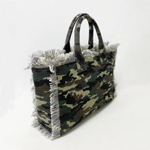 Load image into Gallery viewer, CANVAS FRINGE TOTE LARGE: CAMO
