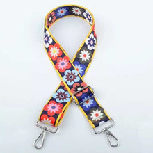 Load image into Gallery viewer, BAG STRAP: FLORAL DAISY SQUARES (GOLD HARDWARE)
