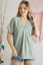 Load image into Gallery viewer, SALE TOP: V NECK SAGE BLOUSE

