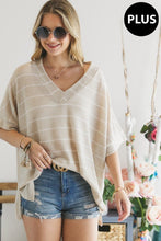 Load image into Gallery viewer, SALE PLUS TOP: STRIPED V NECK
