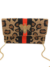 Load image into Gallery viewer, BEADED CLUTCH BAG: LEOPARD BEE
