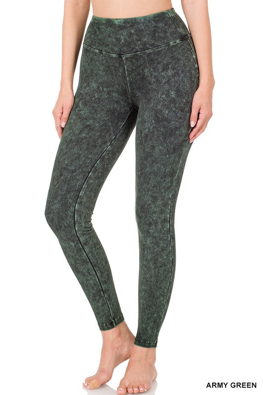SALE BOTTOM: MINERAL WASHED ARMY GREEN LEGGING