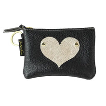Load image into Gallery viewer, GENUINE LEATHER KEY CHAIN POUCH: BLACK HEART

