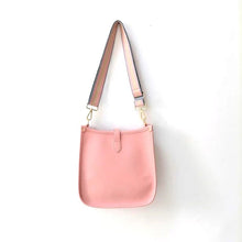 Load image into Gallery viewer, SALE VEGAN MESSENGER: PINK WITH STRIPE  STRAP
