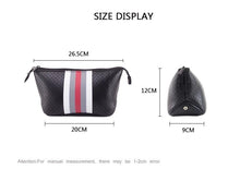 Load image into Gallery viewer, NEOPRENE COSMETIC CASE: NAVY CANO PINK STRIPE
