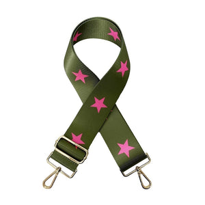 BAG STRAP: STAR GREEN PINK (GOLD OR SILVER HARDWARE)
