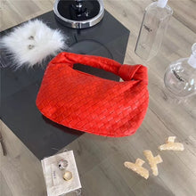 Load image into Gallery viewer, DUMPLING WOVEN BAG: BRIGHT ORANGE RED
