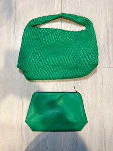 WOVEN NEOPRENE BUCKET BAG:BRIGHT GREEN