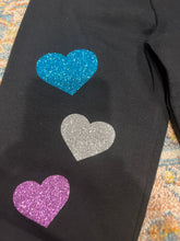 Load image into Gallery viewer, KIDS: BLACK SWEATPANTS HEARTS GLITTER (SIZE 2T)
