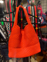 Load image into Gallery viewer, WOVEN NEOPRENE BUCKET BAG: BRIGHT ORANGE/RED
