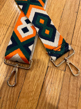 Load image into Gallery viewer, BAG STRAP: GEOMETRIC ORANGE  NAVY (GOLD OR SILVER HARDWARE)
