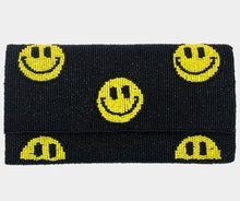 Load image into Gallery viewer, BEADED CLUTCH BAG: BLACK SMILES
