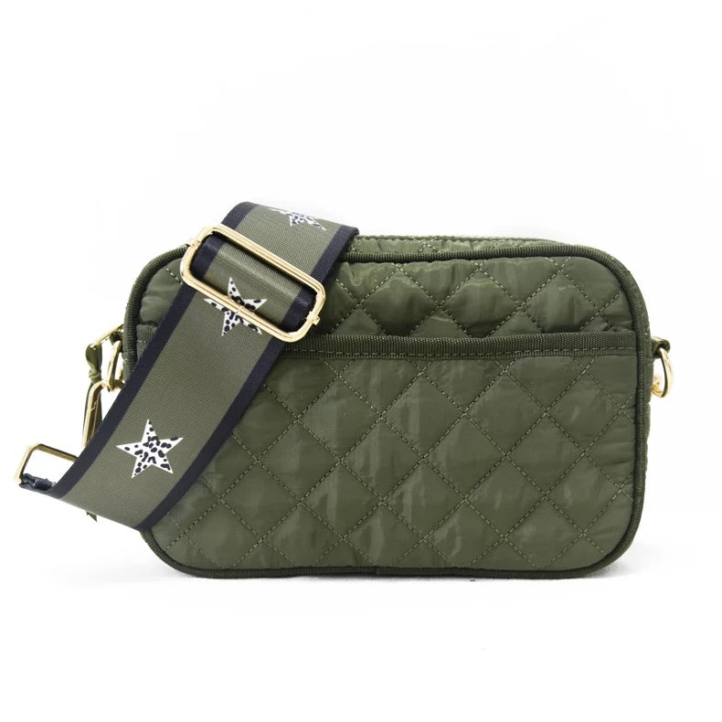 PUFFER CROSSBODY QUILTED: CAMO GREEN