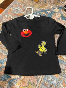 KIDS:  SESAME CHARACHTERS LONG SLEEVE BACL (SIZE 2T)