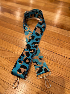 SALE BAG STRAP: ANIMAL TEAL 2 INCHES(GOLD HARDWARE)