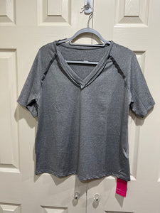 TOPS: V NECK T SHIRT (GREY)