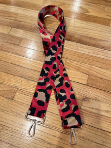 SALE BAG STRAP: ANIMAL PRINT RED (GOLD AND SILVER HARDWARE)