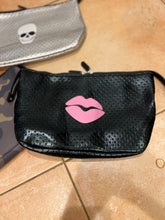 Load image into Gallery viewer, NEOPRENE COSMETIC BAG: BLACK W PINK LIPS

