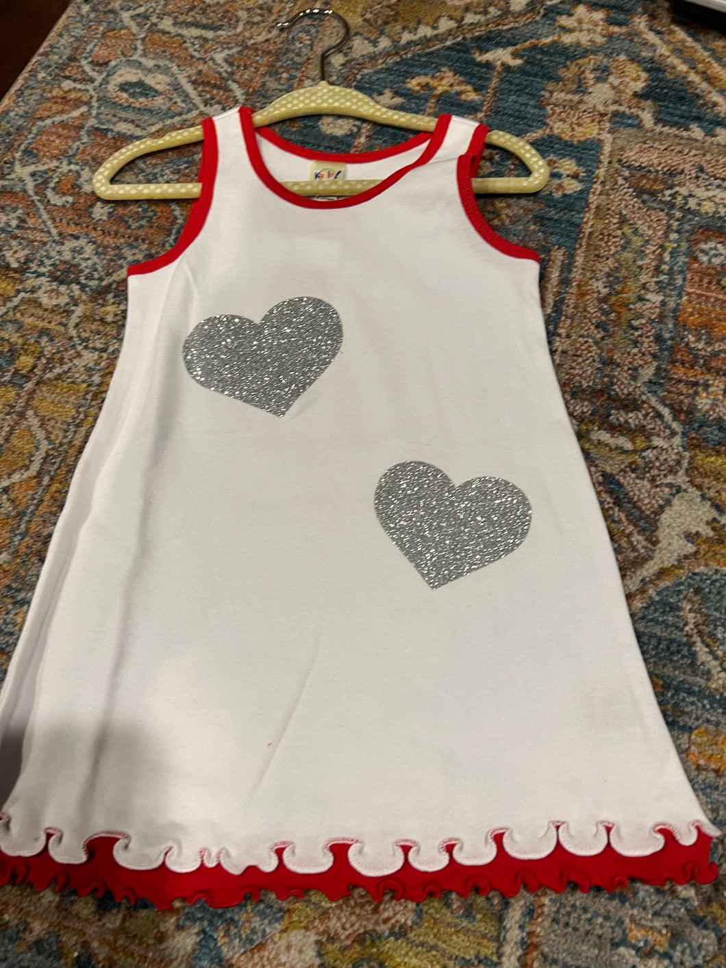 KIDS: BABY DRESS GLITTER HEARTS (SIZE 18M)