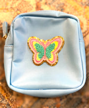Load image into Gallery viewer, COMSETIC PATCH CASE SMALL:BABY BLUE BUTTERFLY
