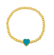 Load image into Gallery viewer, BRACELET:GOLD BEAD HEART (AQUA)
