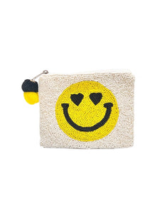 BEADED COIN PURSE: YELLOW SMILE