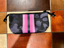 Load image into Gallery viewer, NEOPRENE COSMETIC CASE: NAVY CANO PINK STRIPE
