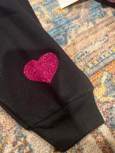 Load image into Gallery viewer, KIDS: BLACK SWEATPANTS HEARTS GLITTER (SIZE 2T)
