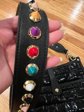 Load image into Gallery viewer, BAG STRAP: VEGAN COLORFUL STUDDED WHITE OR BLACK
