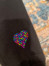 Load image into Gallery viewer, KIDS: BLACK SWEATPANTS NEON HEARTS (SIZE 2T)
